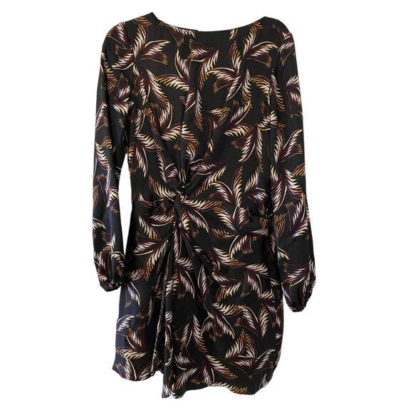 ALC Freja Black Palm Leaf Print Smooth Silk Long Sleeve Dress 4 EUC - Picture 1 of 9